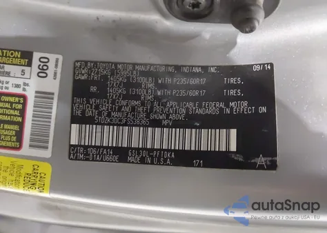 2015 Toyota Sienna L 7 Passenger from USA, damaged, VIN 5TDZK3DC3FS538365